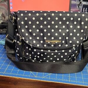 Karl Lagerfeld Black and White Polka Dot Shoulder Bag Like New